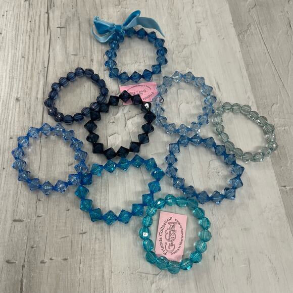 Garold C Miller Friends Collection Plastic Chunky Bead Blue Bracelet Bundle Of 9 - Picture 1 of 7